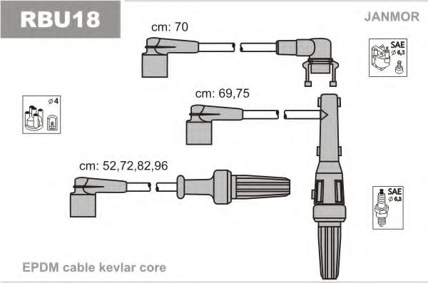 Комплект проводов зажигания JANMOR RBU18
