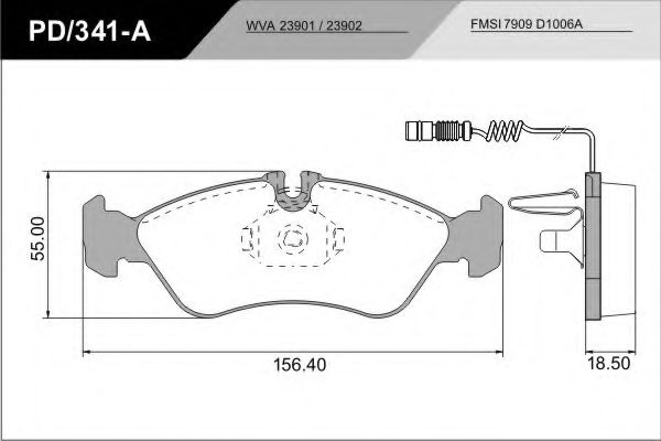 Комплект тормозных колодок, дисковый тормоз FRAS-LE PD/341-A_CV Advanced