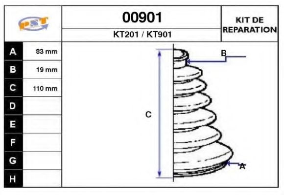 Комплект пылника, приводной вал SNRA 00901
