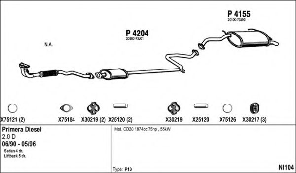Система выпуска ОГ FENNO NI104