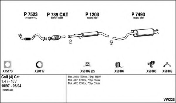 Система выпуска ОГ FENNO VW236