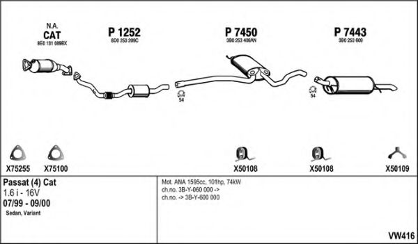Система выпуска ОГ FENNO VW416