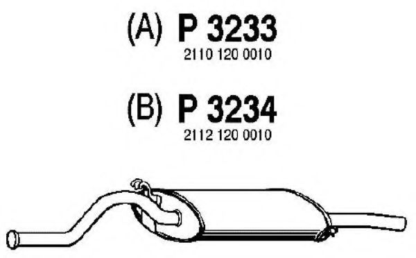 Глушитель выхлопных газов конечный FENNO P3233