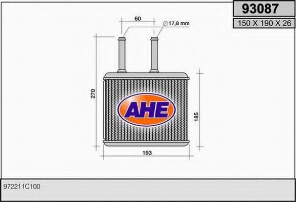 Теплообменник, отопление салона AHE 93087