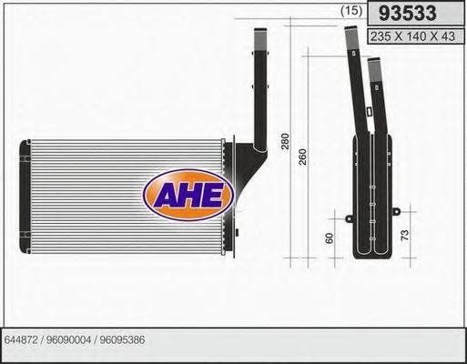 Теплообменник, отопление салона AHE 93533