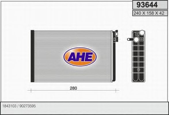 Теплообменник, отопление салона AHE 93644