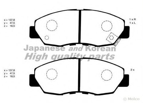 Комплект тормозных колодок, дисковый тормоз ASHUKI H026-10