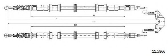 Трос, стояночная тормозная система CABOR 11.5866