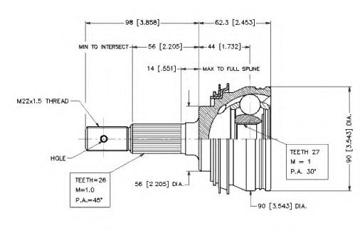 Шарнирный комплект, приводной вал VEMA 18562