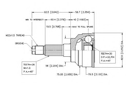Шарнирный комплект, приводной вал VEMA 18566