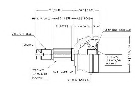 Шарнирный комплект, приводной вал VEMA 18767