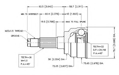 Шарнирный комплект, приводной вал VEMA 18781