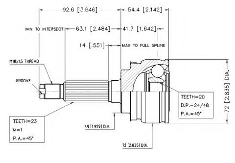 Шарнирный комплект, приводной вал VEMA 18783