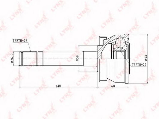 Шарнирный комплект, приводной вал LYNXauto CO-5710