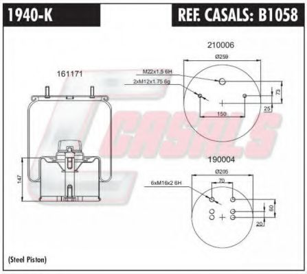 Кожух пневматической рессоры CASALS B1058