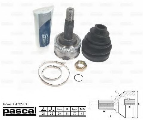 Шарнирный комплект, приводной вал PASCAL G15051PC