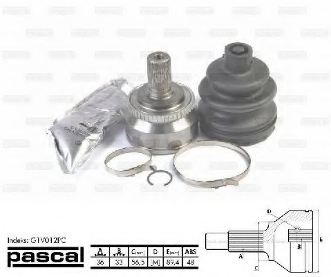Шарнирный комплект, приводной вал PASCAL G1V012PC