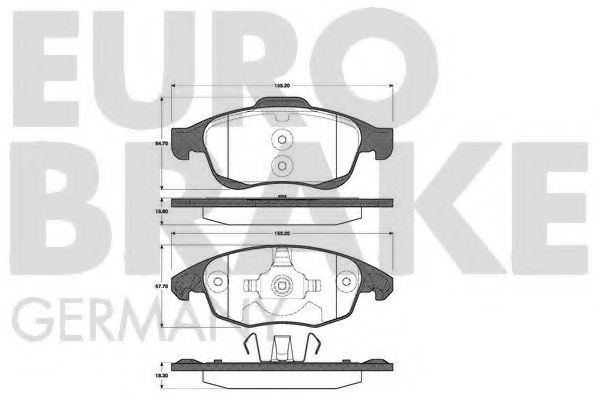 Комплект тормозных колодок, дисковый тормоз EUROBRAKE 5502221955