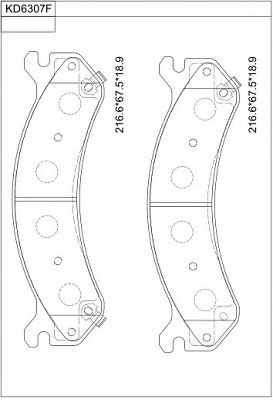 Комплект тормозных колодок, дисковый тормоз ASIMCO KD6307F