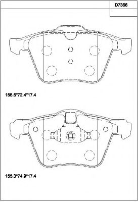 Комплект тормозных колодок, дисковый тормоз ASIMCO KD7366