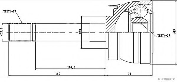 Шарнирный комплект, приводной вал HERTH+BUSS JAKOPARTS J2821007