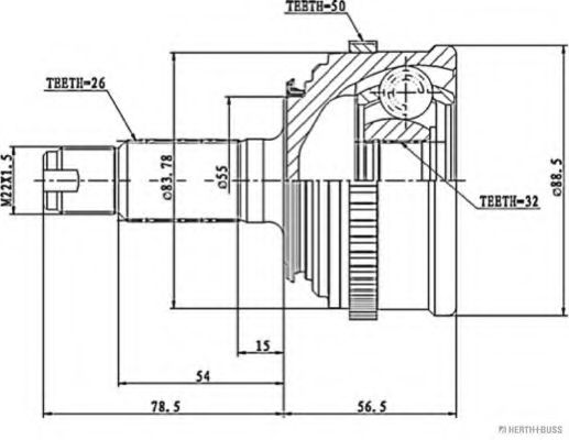 Шарнирный комплект, приводной вал HERTH+BUSS JAKOPARTS J2824120