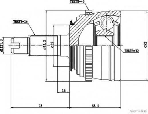 Шарнирный комплект, приводной вал HERTH+BUSS JAKOPARTS J2824133
