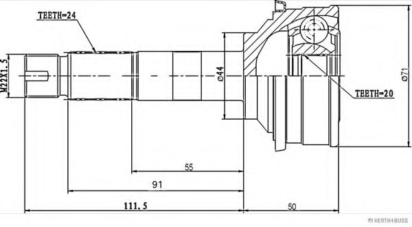 Шарнирный комплект, приводной вал HERTH+BUSS JAKOPARTS J2826005