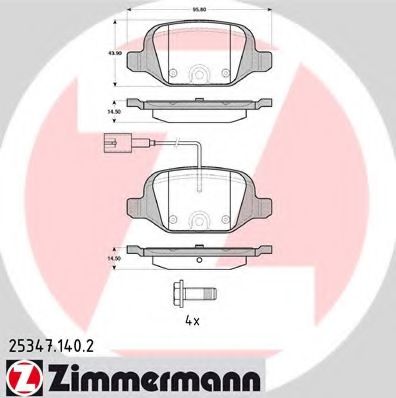 Комплект тормозных колодок, дисковый тормоз ZIMMERMANN 25347.140.2