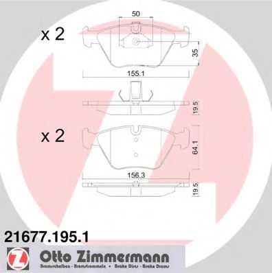 Комплект тормозных колодок, дисковый тормоз ZIMMERMANN 21677.195.1