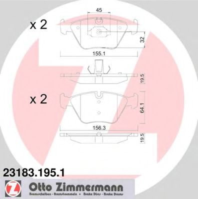 Комплект тормозных колодок, дисковый тормоз ZIMMERMANN 23183.195.1