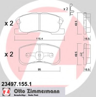 Комплект тормозных колодок, дисковый тормоз ZIMMERMANN 23497