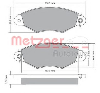 Комплект тормозных колодок, дисковый тормоз METZGER 1170330
