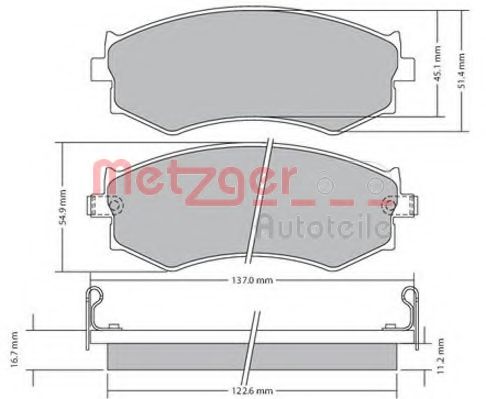 Комплект тормозных колодок, дисковый тормоз METZGER 1170603