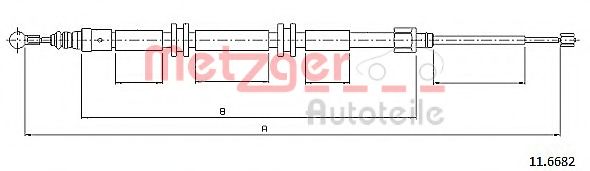 Трос, стояночная тормозная система METZGER 11.6682