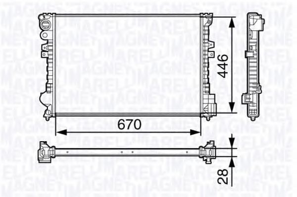 Радиатор, охлаждение двигателя MAGNETI MARELLI 350213131400