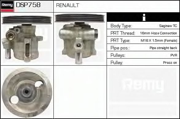 Гидравлический насос, рулевое управление DELCO REMY DSP758