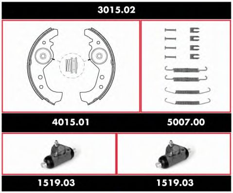Комплект тормозов, барабанный тормозной механизм ROADHOUSE 3015.02