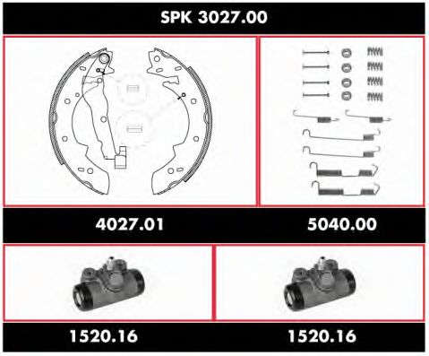 Комплект тормозов, барабанный тормозной механизм ROADHOUSE SPK 3027.00