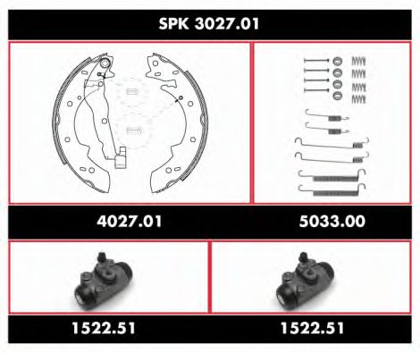 Комплект тормозов, барабанный тормозной механизм ROADHOUSE SPK 3027.01