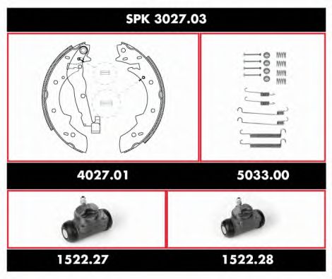 Комплект тормозов, барабанный тормозной механизм ROADHOUSE SPK 3027.03