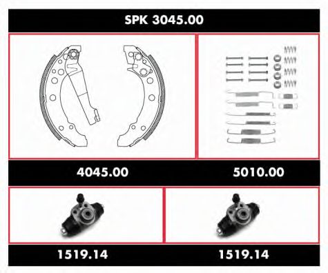 Комплект тормозов, барабанный тормозной механизм ROADHOUSE SPK 3045.00