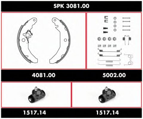 Комплект тормозов, барабанный тормозной механизм ROADHOUSE SPK 3081.00