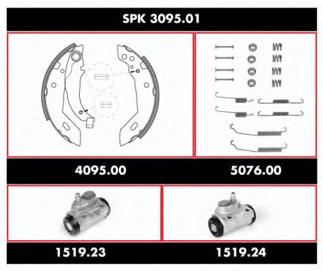 Комплект тормозов, барабанный тормозной механизм ROADHOUSE SPK 3095.01