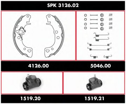 Комплект тормозов, барабанный тормозной механизм ROADHOUSE SPK 3126.02