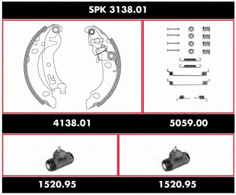 Комплект тормозов, барабанный тормозной механизм ROADHOUSE SPK 3138.01