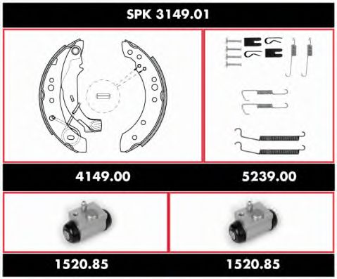 Комплект тормозов, барабанный тормозной механизм ROADHOUSE SPK 3149.01