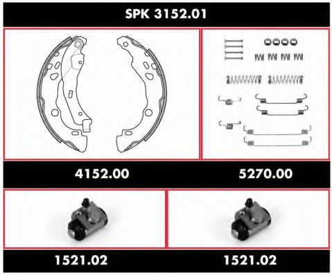 Комплект тормозов, барабанный тормозной механизм ROADHOUSE SPK 3152.01