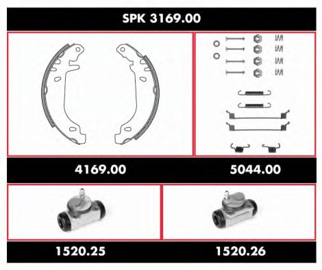 Комплект тормозов, барабанный тормозной механизм ROADHOUSE SPK 3169.00