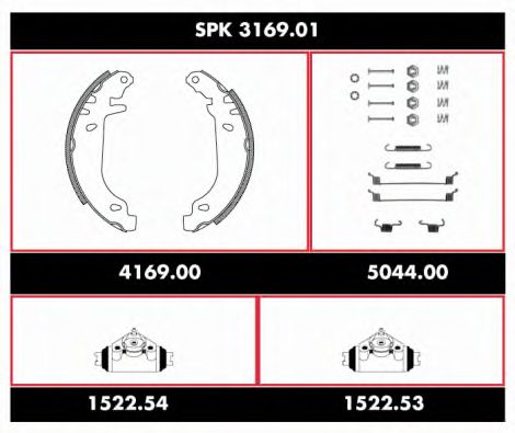 Комплект тормозов, барабанный тормозной механизм ROADHOUSE SPK 3169.01